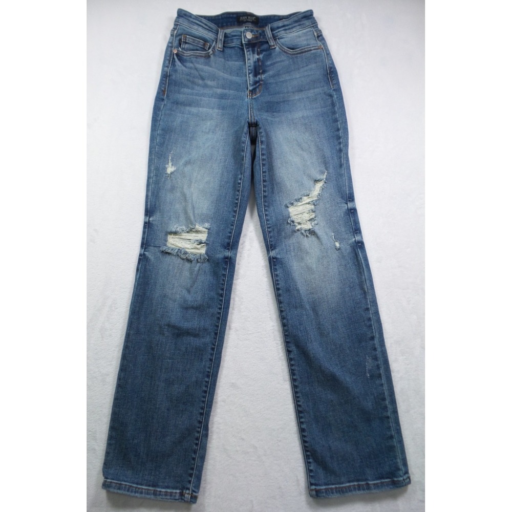 Judy Blue Jeans Womens Size 5/27‎ Blue Denim Dad Straight Leg High Rise Stretch